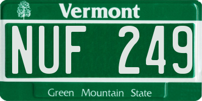 VT license plate NUF249