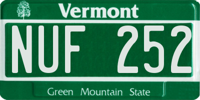 VT license plate NUF252