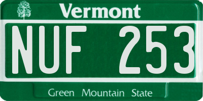 VT license plate NUF253