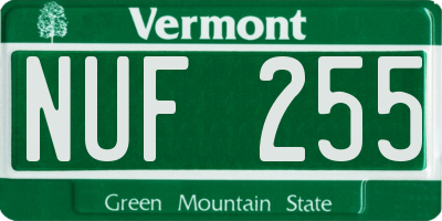 VT license plate NUF255