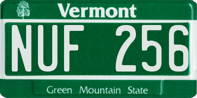 VT license plate NUF256