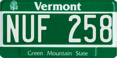 VT license plate NUF258