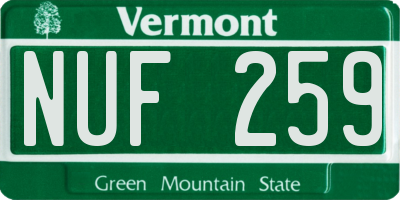 VT license plate NUF259