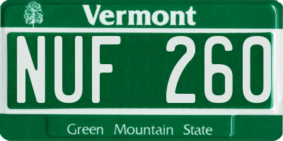 VT license plate NUF260