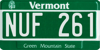 VT license plate NUF261