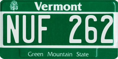 VT license plate NUF262