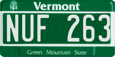 VT license plate NUF263