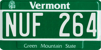 VT license plate NUF264