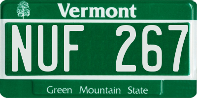 VT license plate NUF267