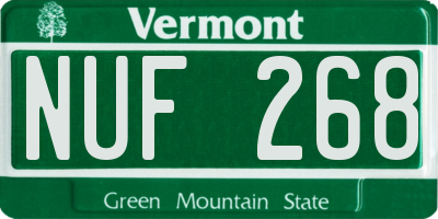 VT license plate NUF268