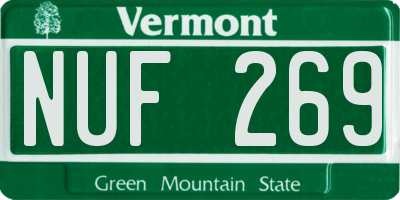 VT license plate NUF269