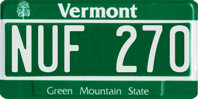 VT license plate NUF270