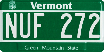 VT license plate NUF272