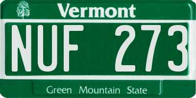 VT license plate NUF273