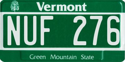 VT license plate NUF276