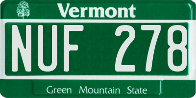 VT license plate NUF278