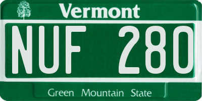VT license plate NUF280
