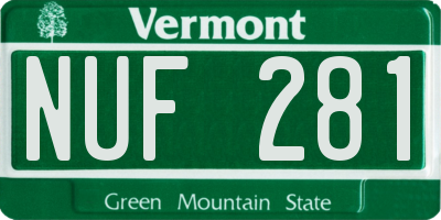VT license plate NUF281