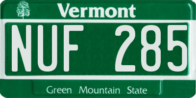 VT license plate NUF285