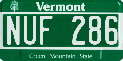 VT license plate NUF286