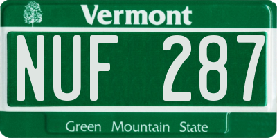 VT license plate NUF287