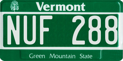 VT license plate NUF288