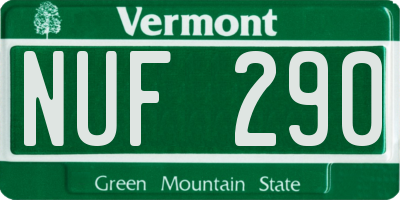 VT license plate NUF290