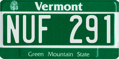 VT license plate NUF291
