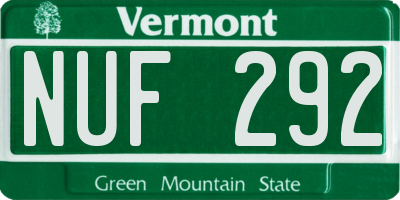 VT license plate NUF292