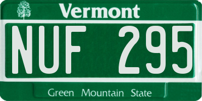 VT license plate NUF295