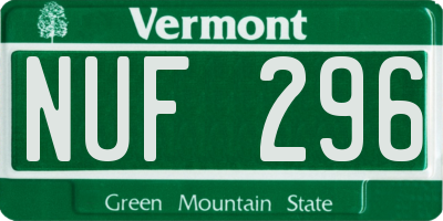 VT license plate NUF296
