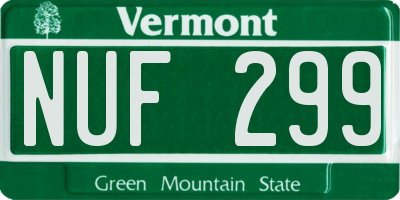 VT license plate NUF299