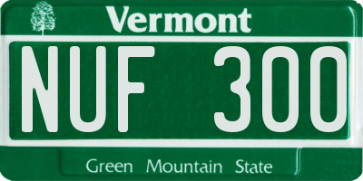 VT license plate NUF300
