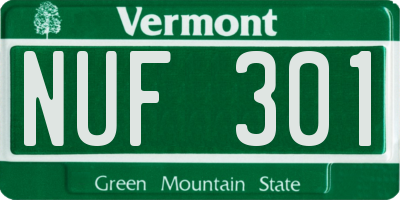 VT license plate NUF301