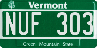 VT license plate NUF303