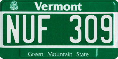 VT license plate NUF309