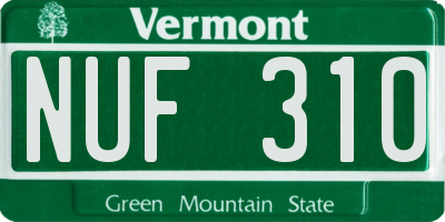VT license plate NUF310