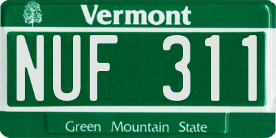 VT license plate NUF311