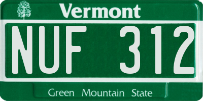 VT license plate NUF312