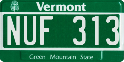 VT license plate NUF313