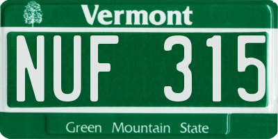 VT license plate NUF315