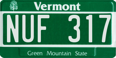 VT license plate NUF317