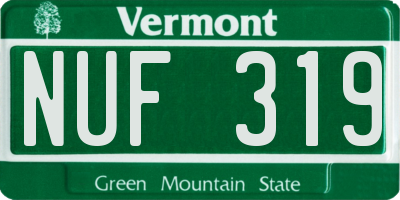 VT license plate NUF319