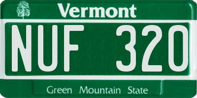 VT license plate NUF320