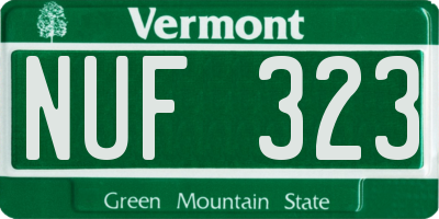 VT license plate NUF323