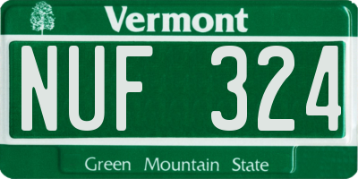VT license plate NUF324