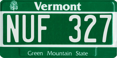 VT license plate NUF327