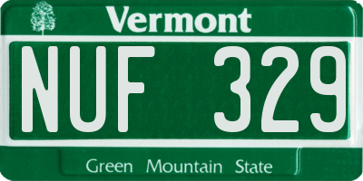 VT license plate NUF329