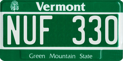 VT license plate NUF330