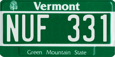 VT license plate NUF331